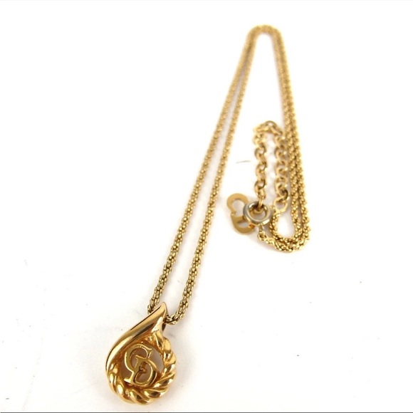 Dior Gold Teardrop Pendant Necklace - Picture 1 of 6